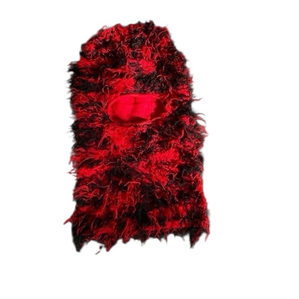 New Pullover Face Mask Hood Pooh Shiesty Red/Black fringe OS